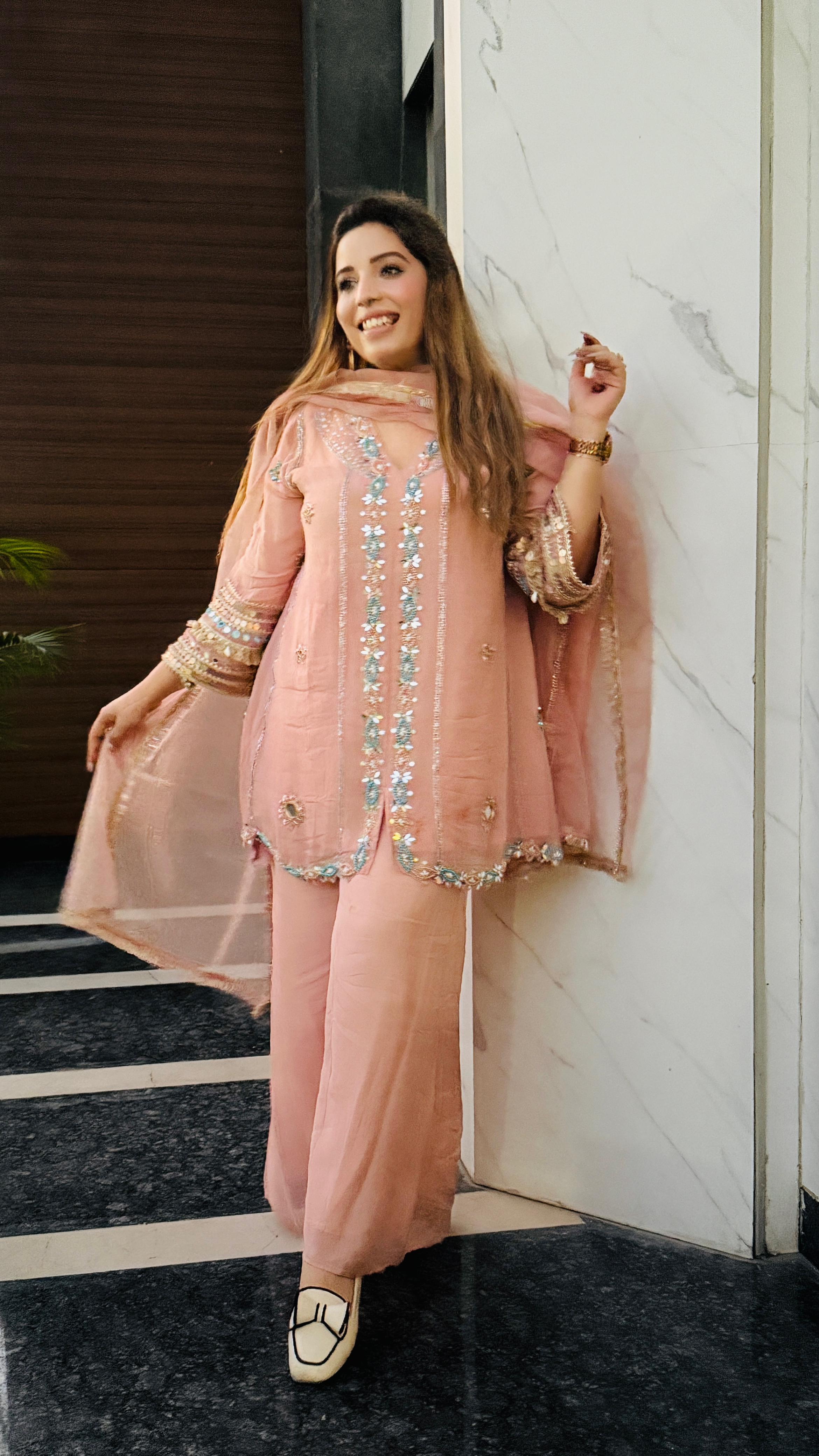 Amira Suit Set- Peach, Pink